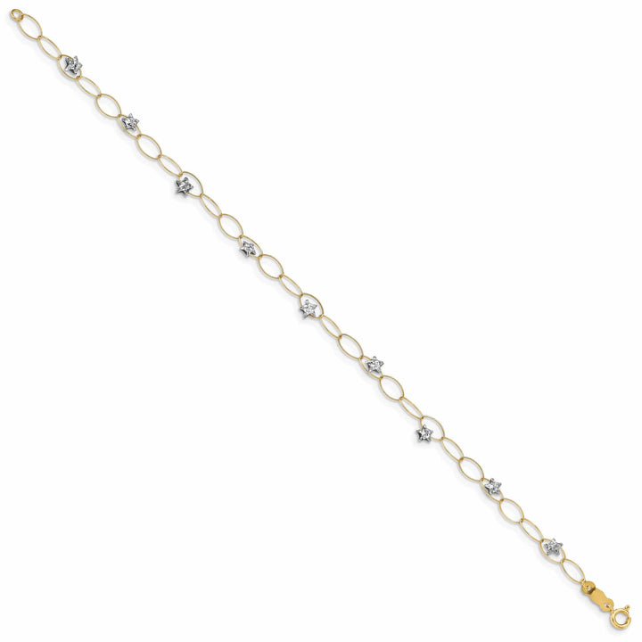 Lovely Rita's Bracelets 14k two-tone gold bracelet fancy puff stars design. 7.25-inch
