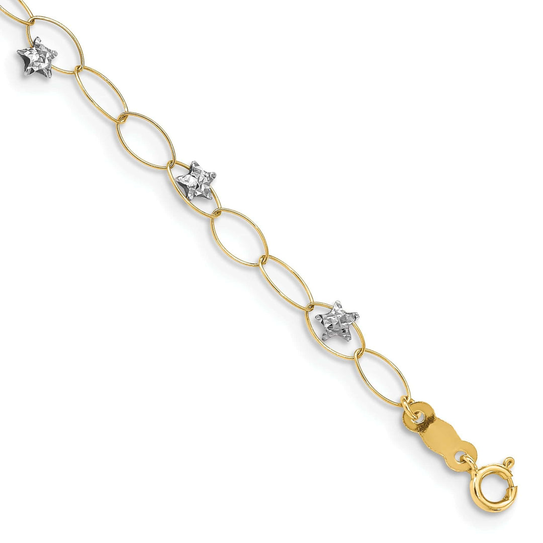 Lovely Rita's Bracelets 14k two-tone gold bracelet fancy puff stars design. 7.25-inch