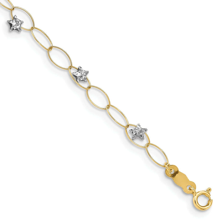 Lovely Rita's Bracelets 14k two-tone gold bracelet fancy puff stars design. 7.25-inch