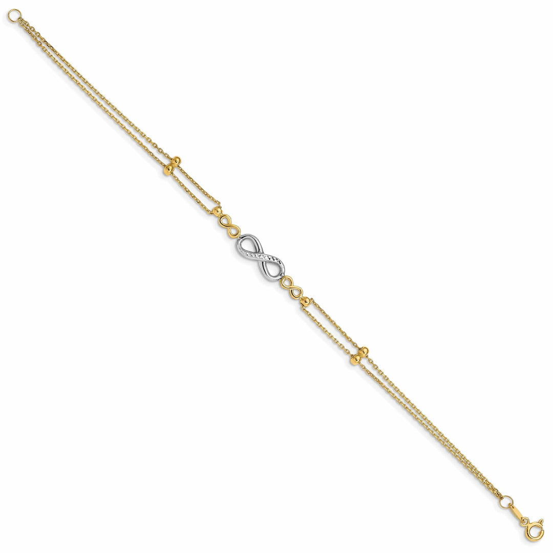 Lovely Rita's Bracelets 14K two-tone gold bracelet multi-strand infinity design. 7.5-inch