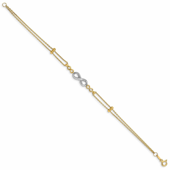 Lovely Rita's Bracelets 14K two-tone gold bracelet multi-strand infinity design. 7.5-inch