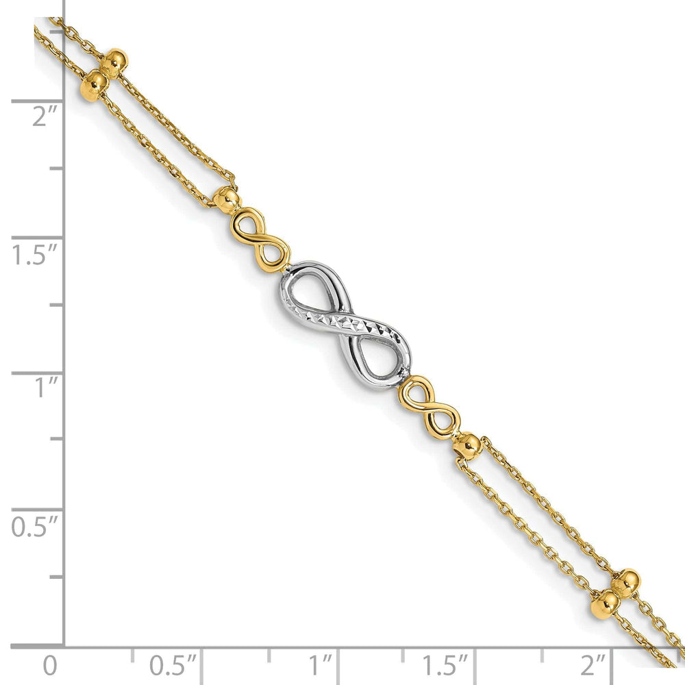 Lovely Rita's Bracelets 14K two-tone gold bracelet multi-strand infinity design. 7.5-inch