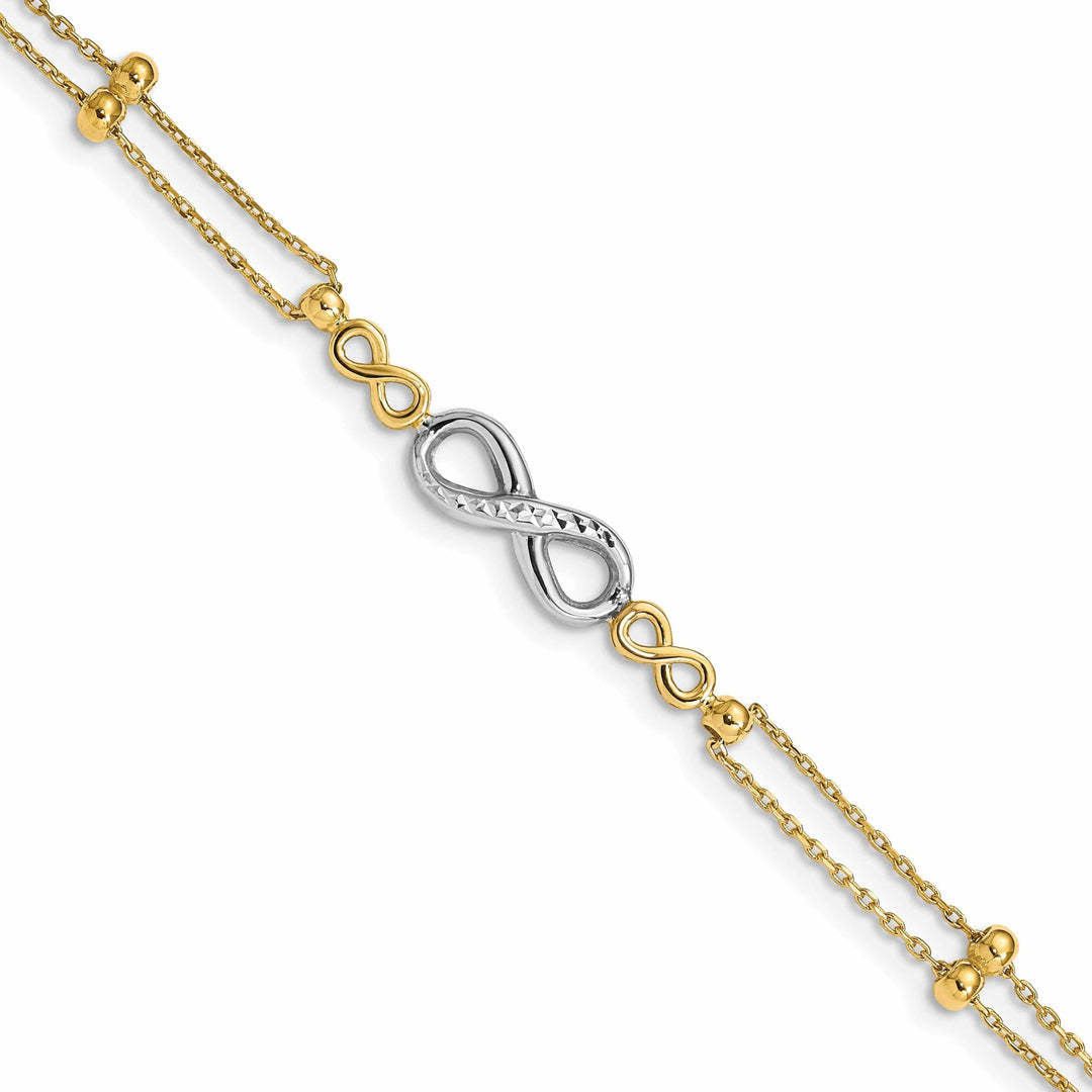 Lovely Rita's Bracelets 14K two-tone gold bracelet multi-strand infinity design. 7.5-inch