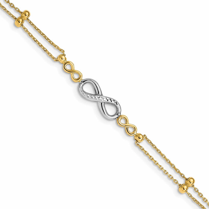 Lovely Rita's Bracelets 14K two-tone gold bracelet multi-strand infinity design. 7.5-inch