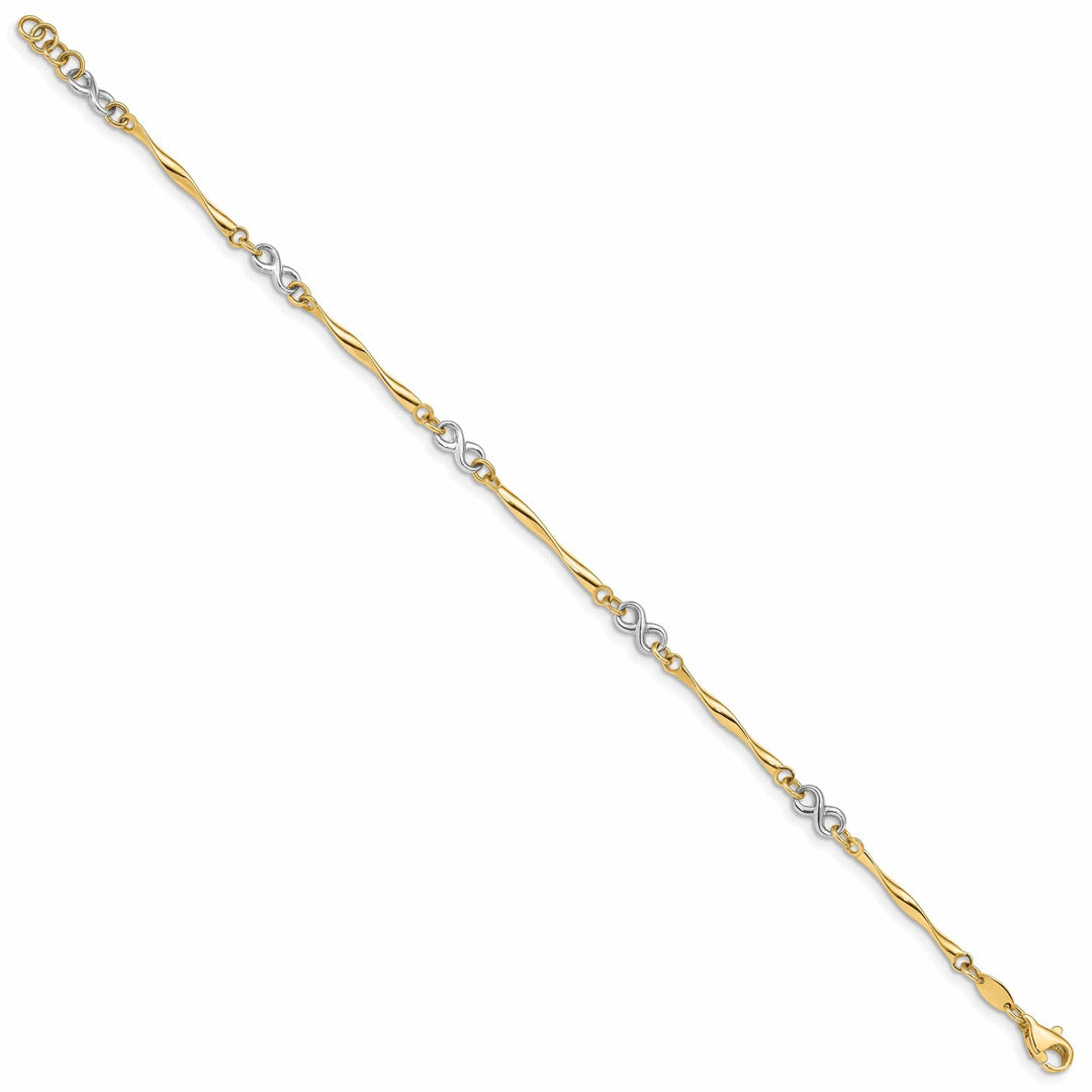 Lovely Rita's Bracelets 14k two-tone gold bracelet tubing 3D infinity design. 7.5-inch