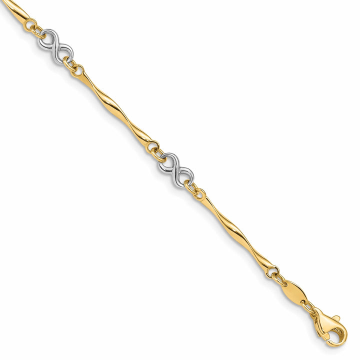 Lovely Rita's Bracelets 14k two-tone gold bracelet tubing 3D infinity design. 7.5-inch
