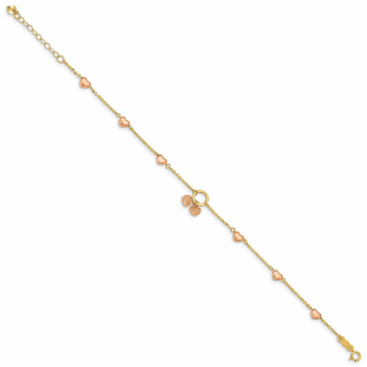 Lovely Rita's Bracelets 14k two-tone gold diamond-cut bracelet polished heart charms