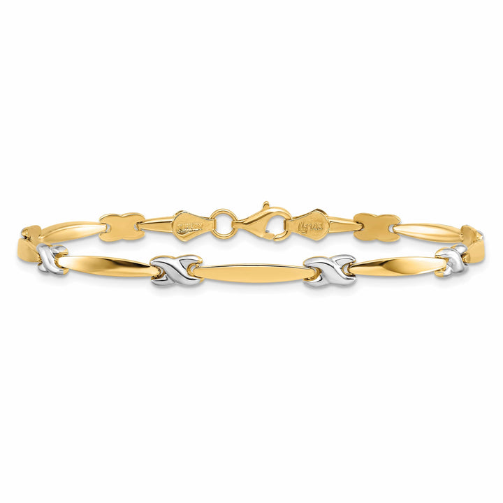Lovely Rita's Bracelets 14k Two Tone Gold Diamond Cut Fancy Bracelet