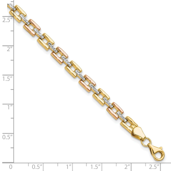 Lovely Rita's Bracelets 14k Two Tone Gold Diamond Cut Fancy Bracelet