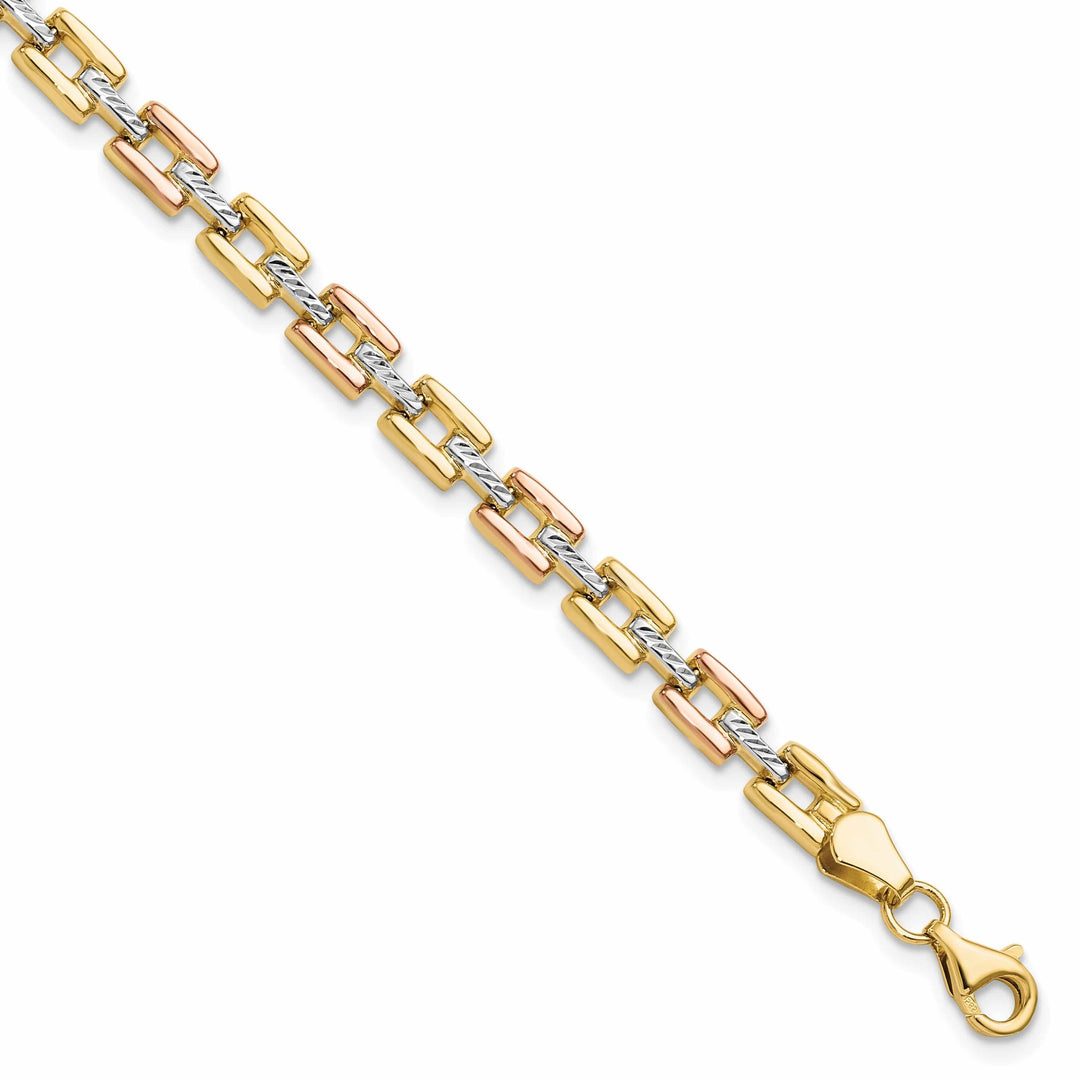 Lovely Rita's Bracelets 14k Two Tone Gold Diamond Cut Fancy Bracelet