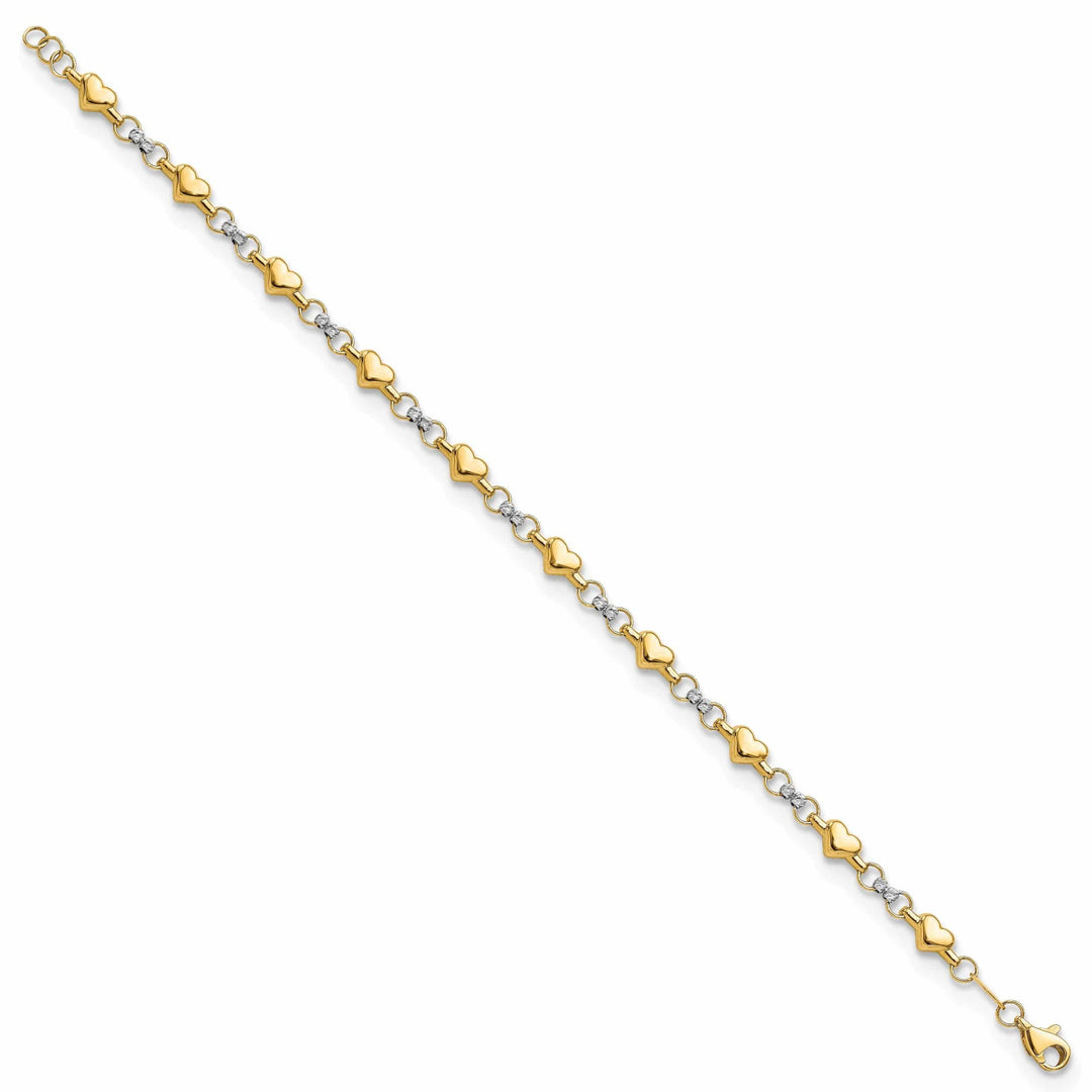 Lovely Rita's Bracelets 14K two-tone gold multi Hearts Bracelet 7.5inch
