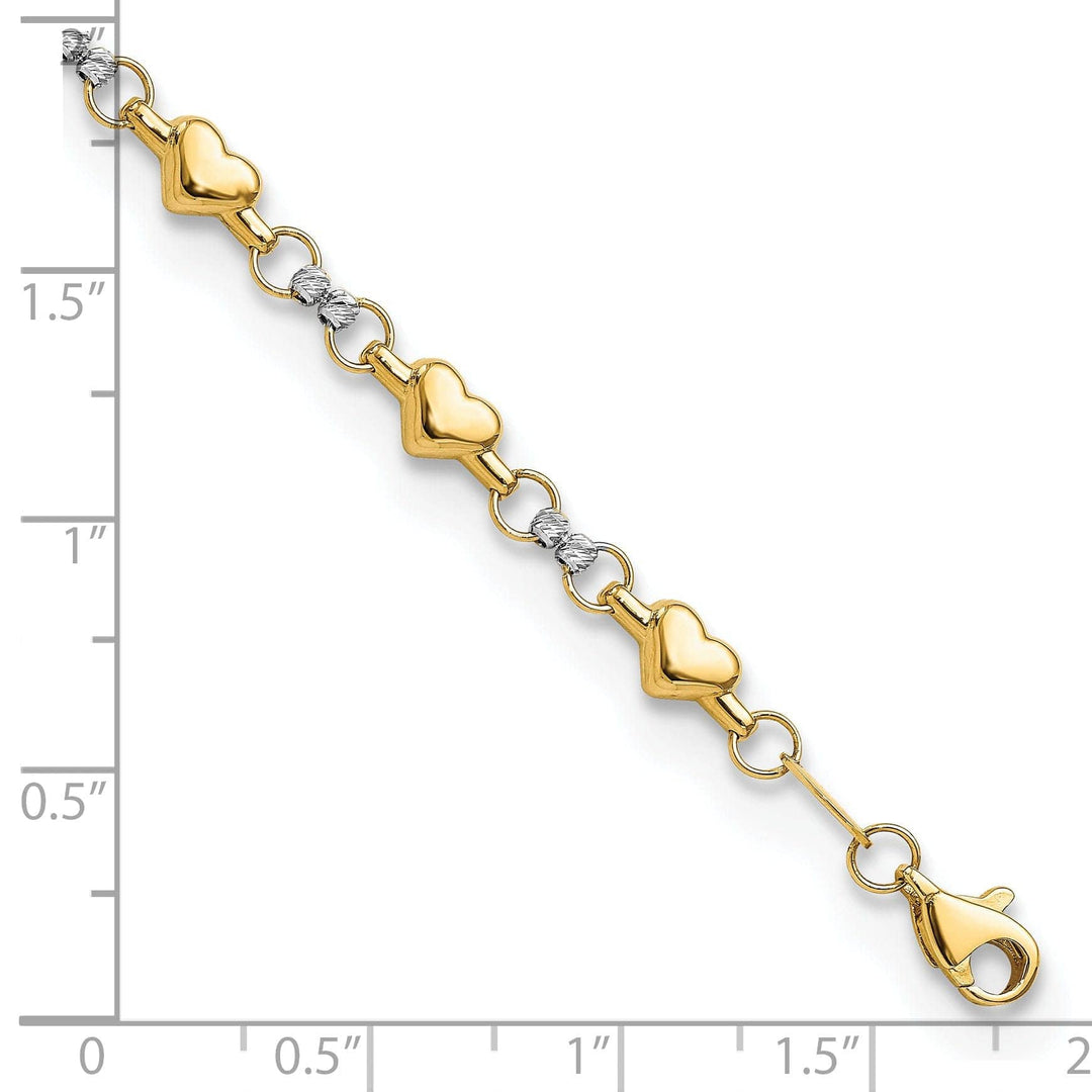 Lovely Rita's Bracelets 14K two-tone gold multi Hearts Bracelet 7.5inch
