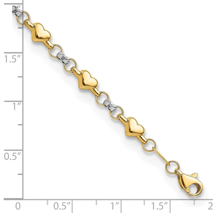 Lovely Rita's Bracelets 14K two-tone gold multi Hearts Bracelet 7.5inch