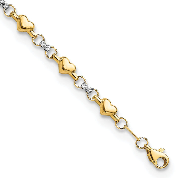 Lovely Rita's Bracelets 14K two-tone gold multi Hearts Bracelet 7.5inch