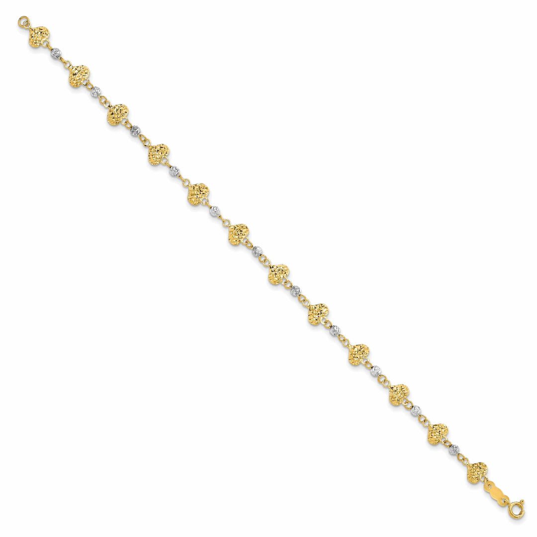 Lovely Rita's Bracelets 14K Two Tone gold multi Hearts Link Bracelet 7-inch