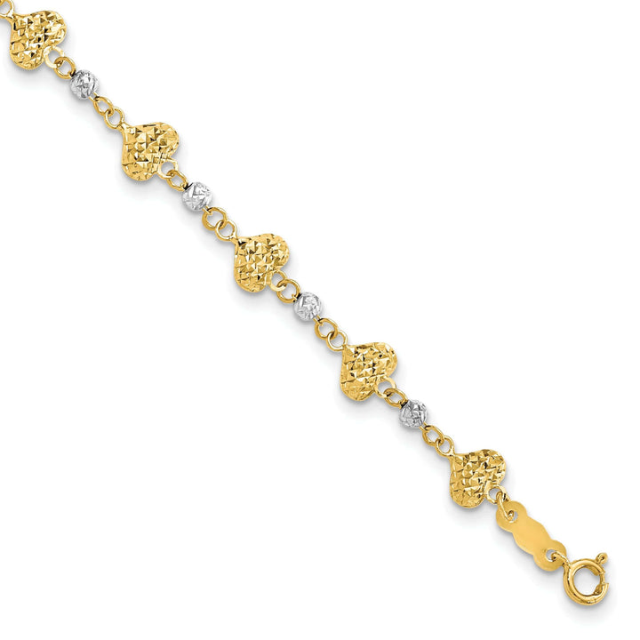 Lovely Rita's Bracelets 14K Two Tone gold multi Hearts Link Bracelet 7-inch