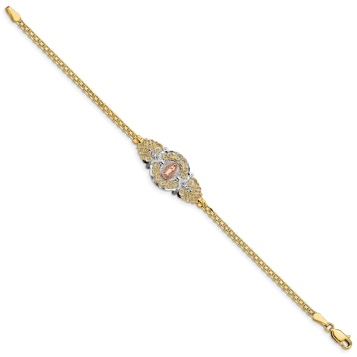 Lovely Rita's Bracelets 14k two-tone gold Our Lady of Guadalupe bracelet 7-inch, 3-mm wide