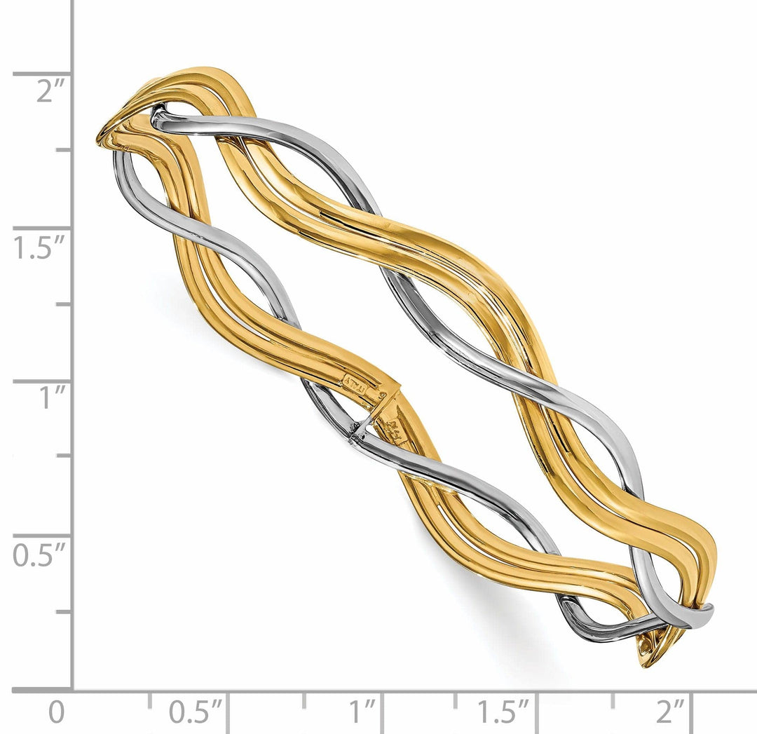 Lovely Rita's Bracelets 14k Two Tone Gold Polish Braided Slip On Bangle