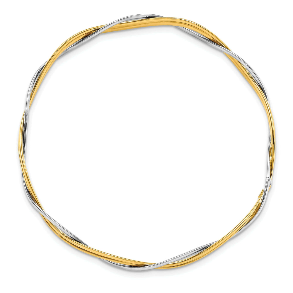 Lovely Rita's Bracelets 14k Two Tone Gold Polish Braided Slip On Bangle