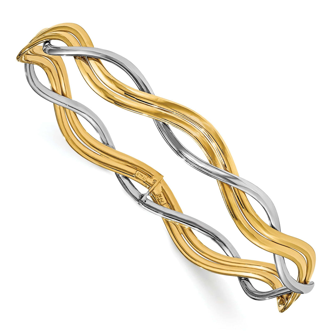 Lovely Rita's Bracelets 14k Two Tone Gold Polish Braided Slip On Bangle