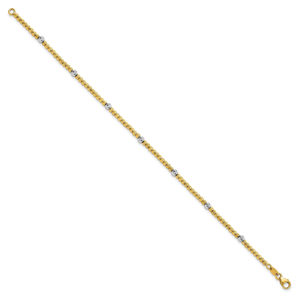Lovely Rita's Bracelets 14k Two Tone Gold Polished D.C Beaded Bracelet