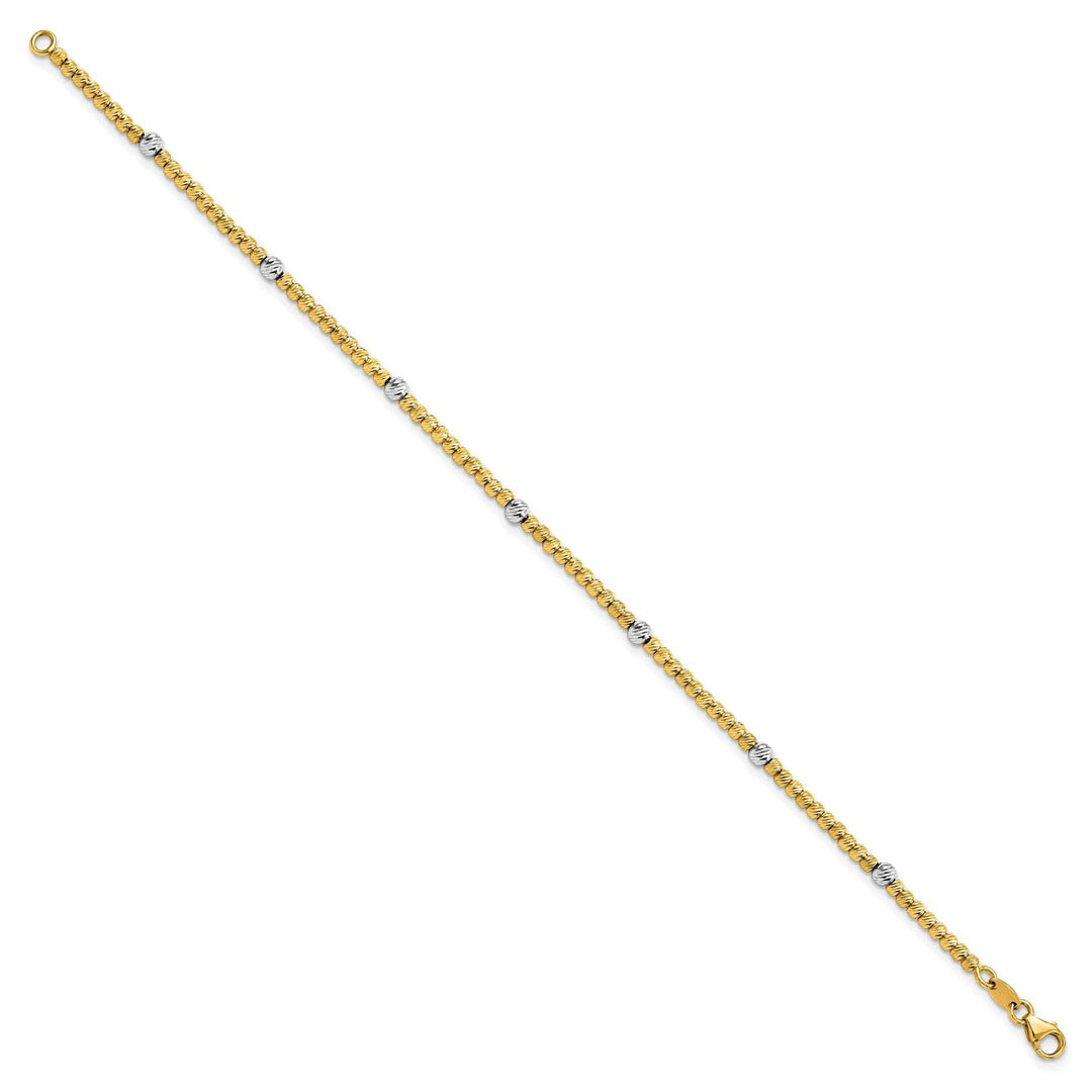 Lovely Rita's Bracelets 14k Two Tone Gold Polished D.C Beaded Bracelet