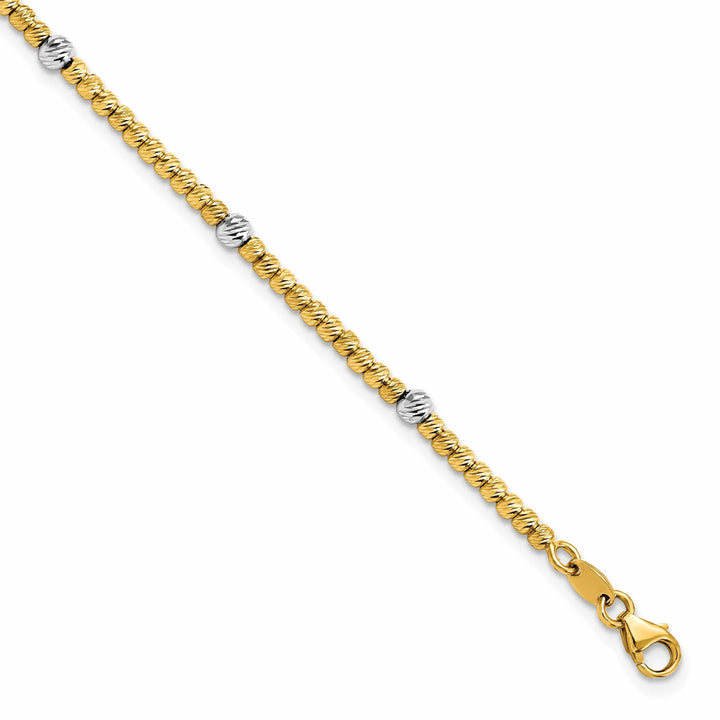 Lovely Rita's Bracelets 14k Two Tone Gold Polished D.C Beaded Bracelet