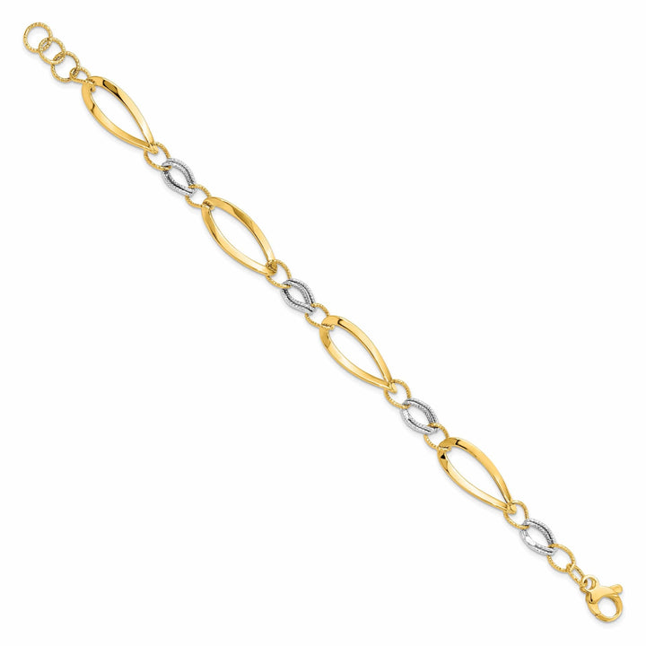 Lovely Rita's Bracelets 14k Two Tone Gold Polished D.C Link Bracelet