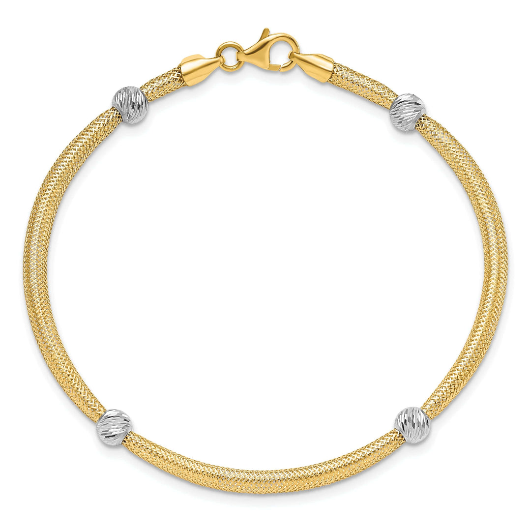 Lovely Rita's Bracelets 14k Two Tone Gold Polished D.C Mesh Bracelet