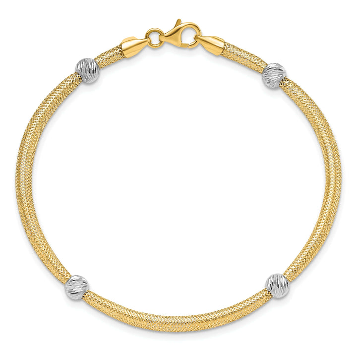 Lovely Rita's Bracelets 14k Two Tone Gold Polished D.C Mesh Bracelet