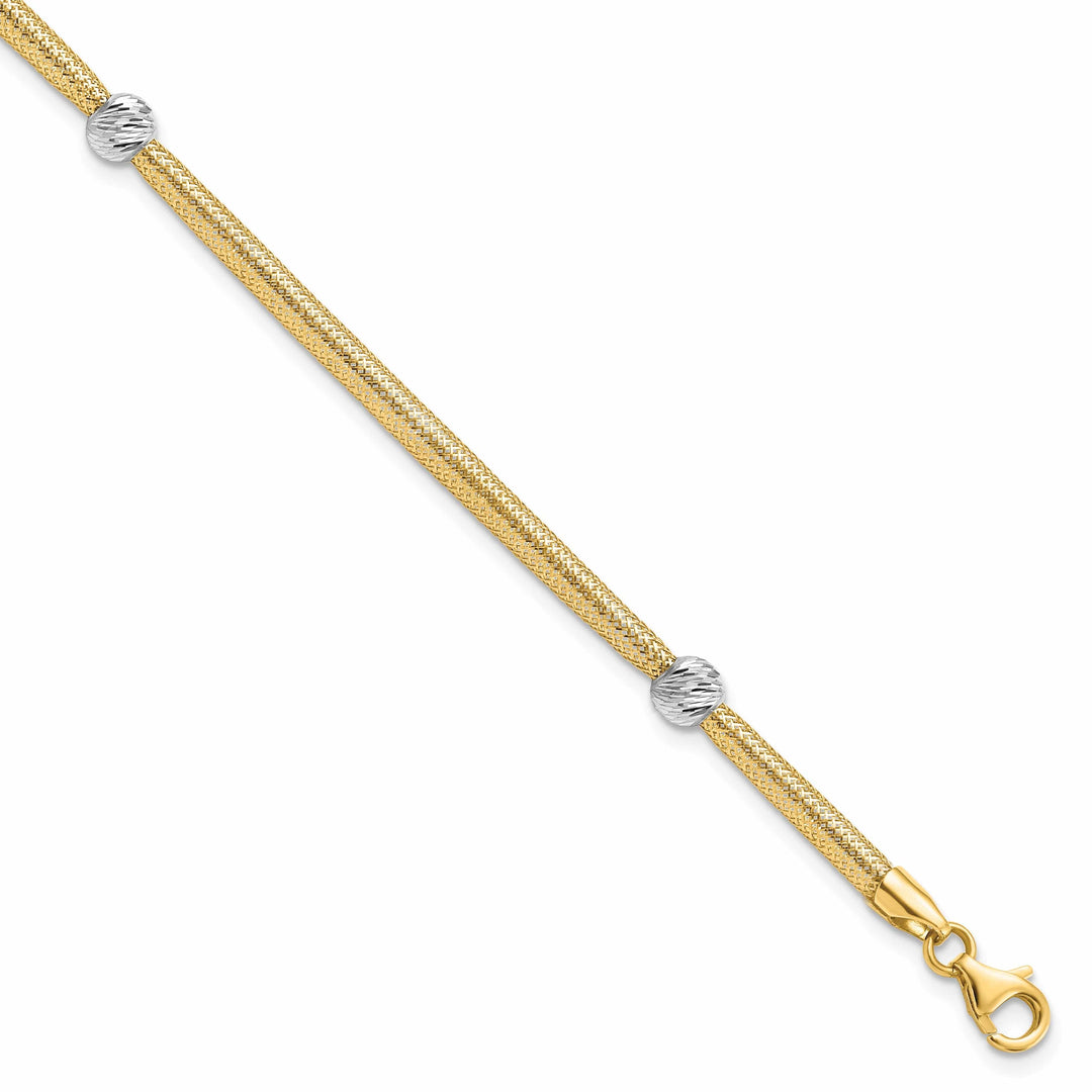 Lovely Rita's Bracelets 14k Two Tone Gold Polished D.C Mesh Bracelet