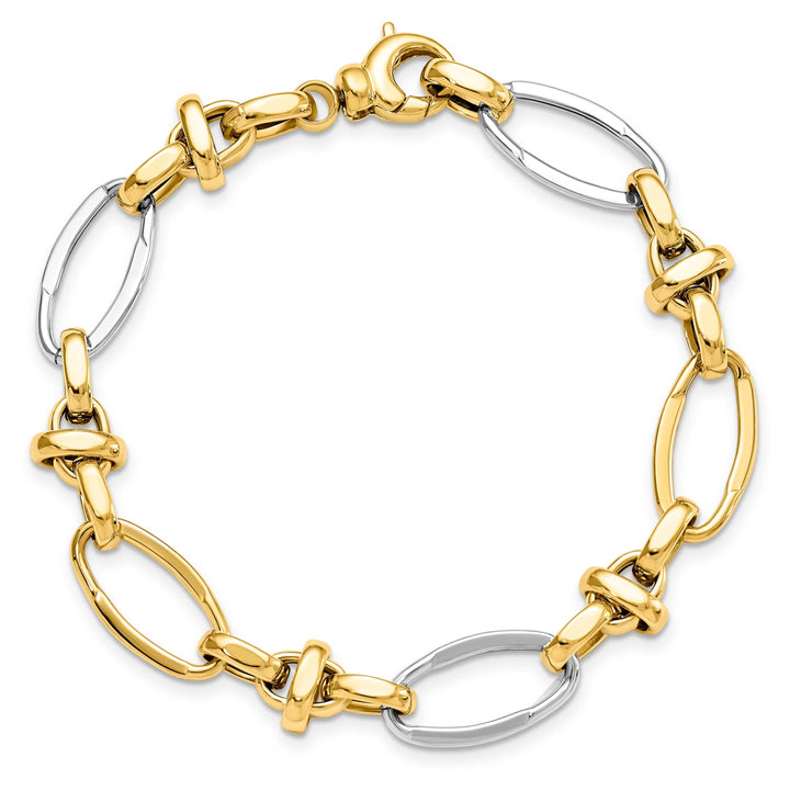 Lovely Rita's Bracelets 14k Two Tone Gold Polished Fancy Link Bracelet
