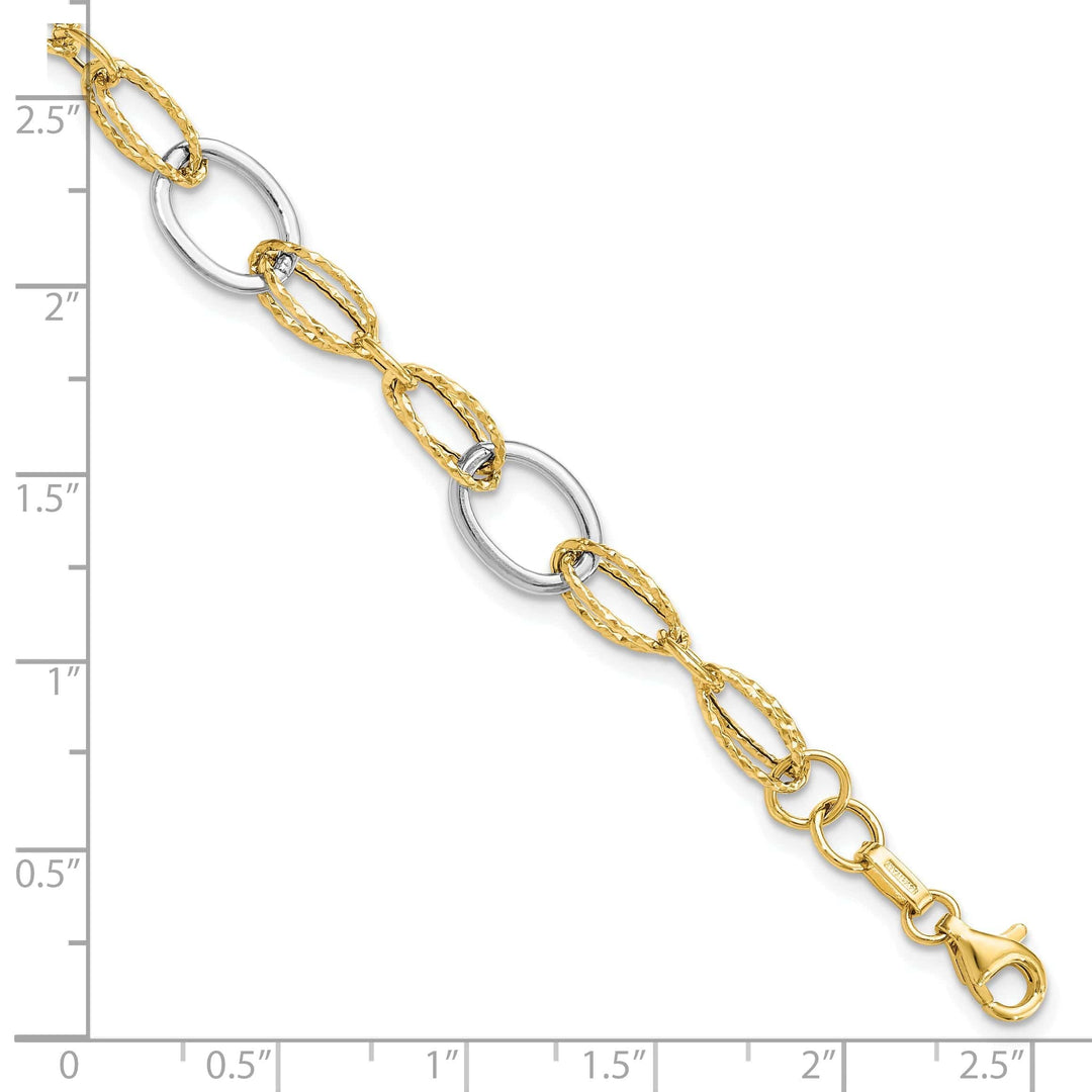 Lovely Rita's Bracelets 14k Two Tone Gold Polished Fancy Link Bracelet