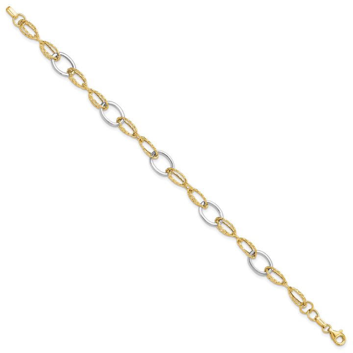 Lovely Rita's Bracelets 14k Two Tone Gold Polished Fancy Link Bracelet