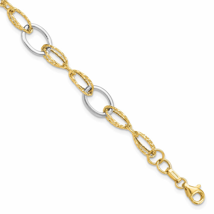Lovely Rita's Bracelets 14k Two Tone Gold Polished Fancy Link Bracelet