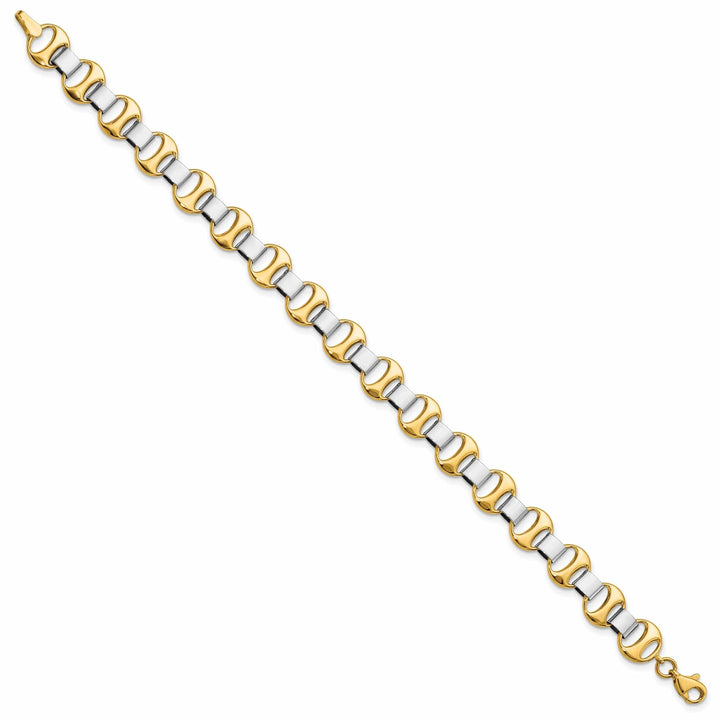 Lovely Rita's Bracelets 14k Two Tone Gold Polished Fancy Link Bracelet