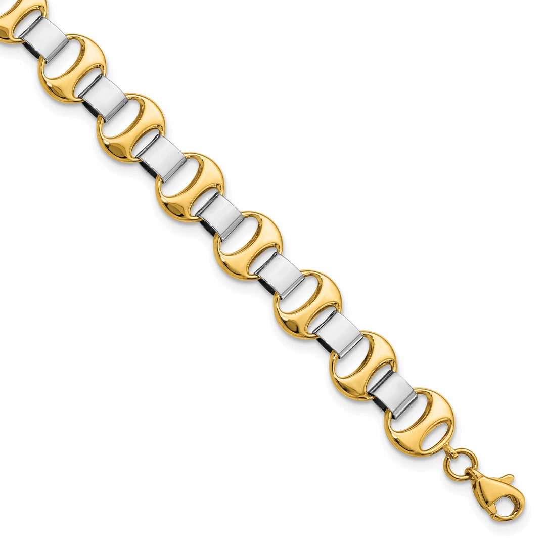 Lovely Rita's Bracelets 14k Two Tone Gold Polished Fancy Link Bracelet