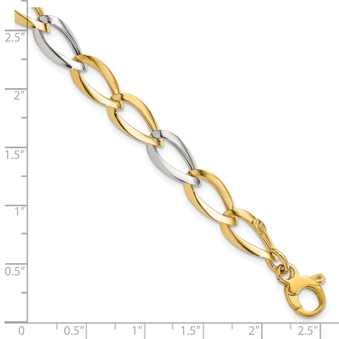 Lovely Rita's Bracelets 14k Two Tone Gold Polished Fancy Link Bracelet