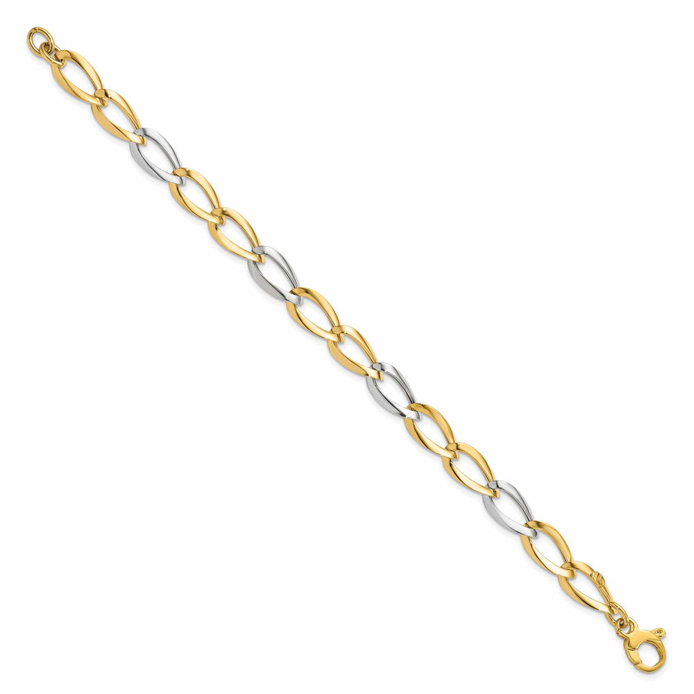Lovely Rita's Bracelets 14k Two Tone Gold Polished Fancy Link Bracelet