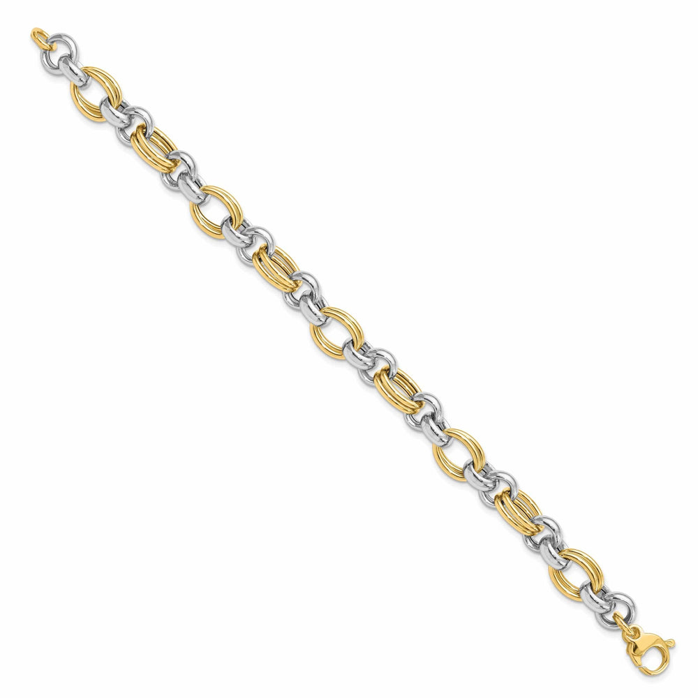 Lovely Rita's Bracelets 14k Two Tone Gold Polished Link Bracelet