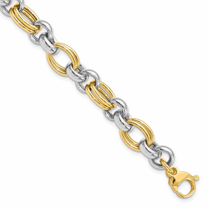 Lovely Rita's Bracelets 14k Two Tone Gold Polished Link Bracelet
