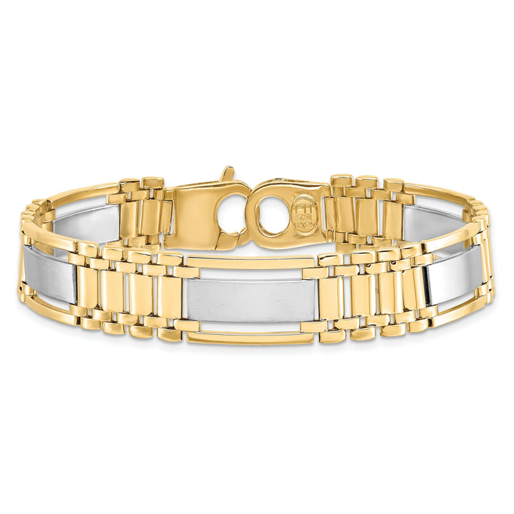 Lovely Rita's Bracelets 14k Two Tone Gold Polished Satin Mens Bracelet