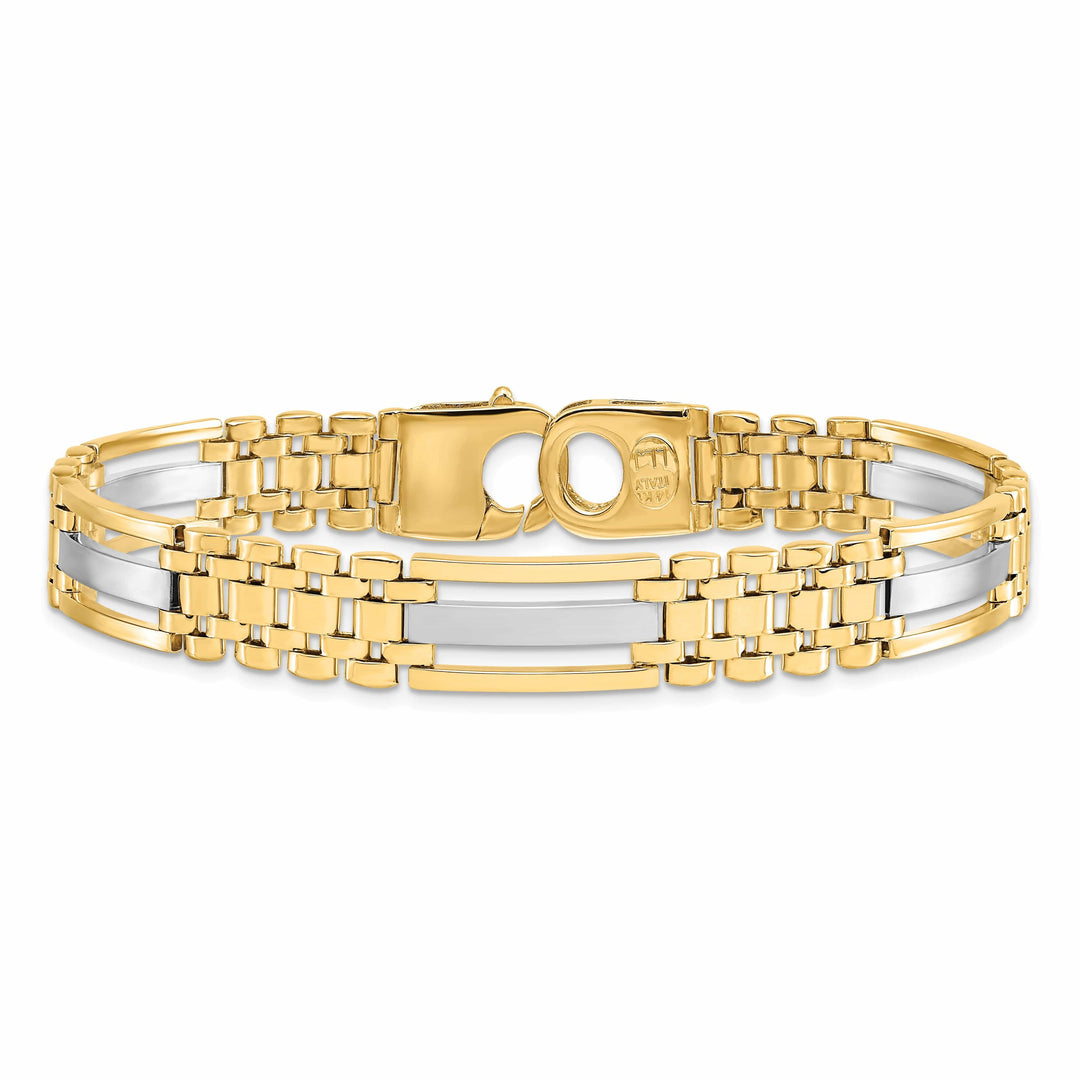 Lovely Rita's Bracelets 14k Two Tone Gold Polished Satin Mens Bracelet
