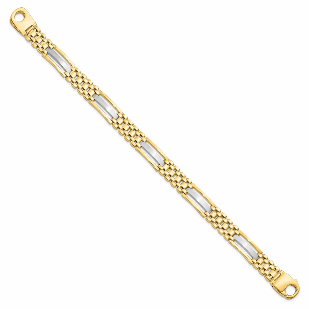 Lovely Rita's Bracelets 14k Two Tone Gold Polished Satin Mens Bracelet