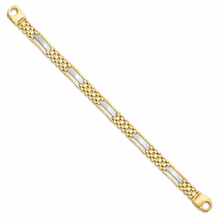 Lovely Rita's Bracelets 14k Two Tone Gold Polished Satin Mens Bracelet