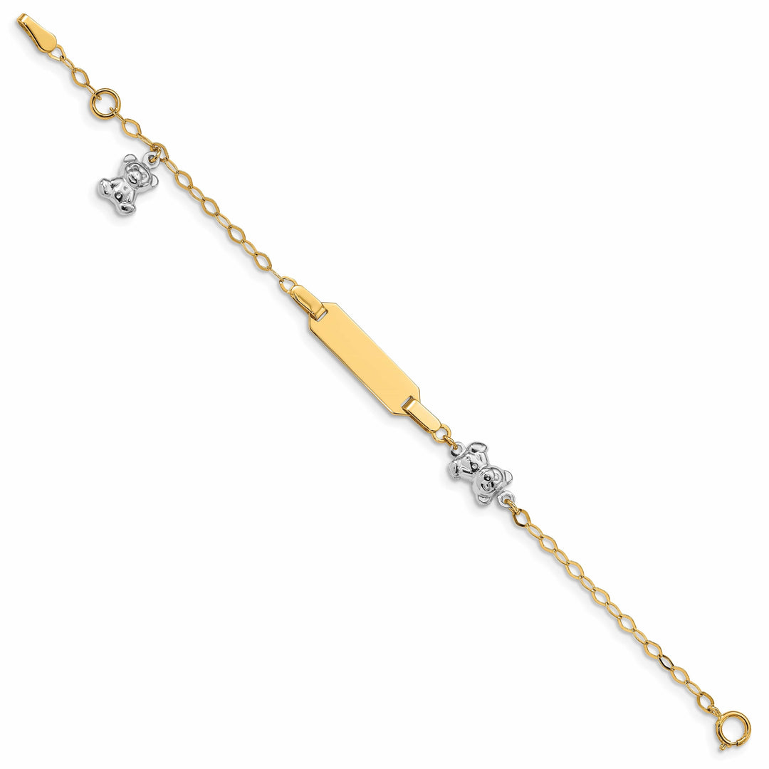 Lovely Rita's Bracelets 14k Two-tone Teddy Bear ID Baby Bracelet