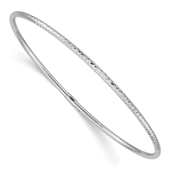 Lovely Rita's Bracelets 14k White Gold 2MM Diamond Cut Slip-on Bangle