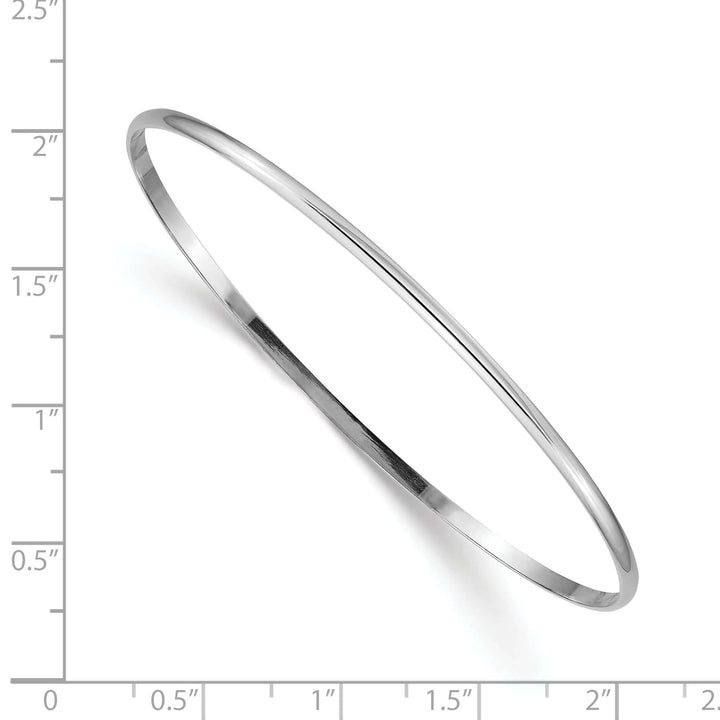 Lovely Rita's Bracelets 14k White Gold 2MM Solid Half-Round Slip-On Bangle