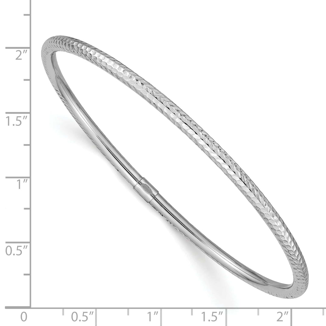Lovely Rita's Bracelets 14k White Gold 3MM Diamond Cut Slip-on Bangle