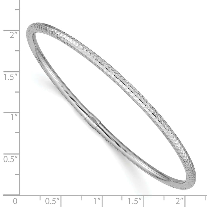 Lovely Rita's Bracelets 14k White Gold 3MM Diamond Cut Slip-on Bangle